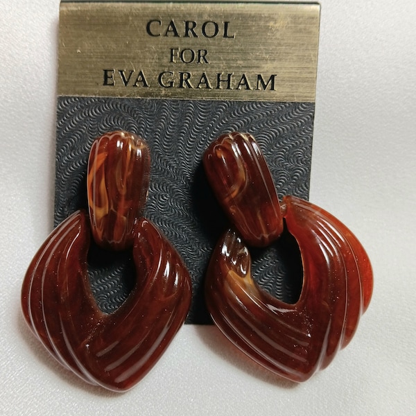 1970's Carol For Eva Graham Bakelite(Style) Post Earrings, One Owner, Never Used.  Vintage Sophistication At An Affordable Price.