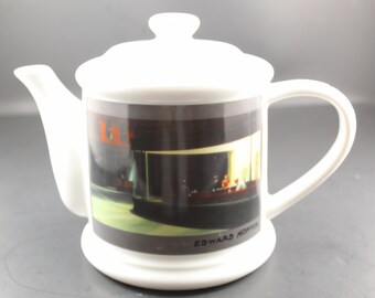Vintage 1993 Art Institute of Chicago Edward Hopper "Nighthawks" White Ceramic Tea Kettle  Hopper's coolest work on a tea kettle. Was 31/25