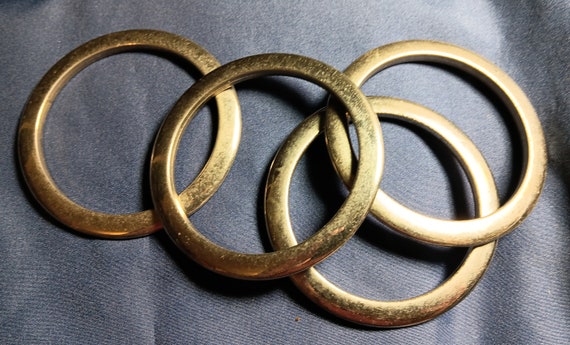 Circa 1970's Set Of 4 Metal Bangles, In Vintage G… - image 3