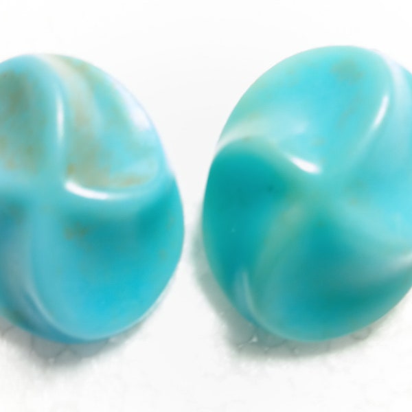 1950's Midcentury Plastic Aqua Clip On Earrings, Made In Germany, In Vintage Fair Condition.  Will Require Some Focused TLC, But Worth It!