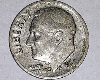 1966 Roosevelt Dime, Double Die Obverse and Reverse, multiple strike errors
