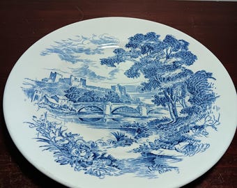 1960's Wedgwood "Countryside," Transferware Pattern 10" Plate, In Vintage Fair to Good Condition. Great Placeholder Pieces!