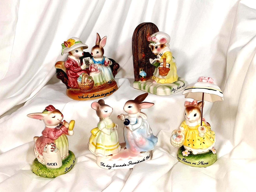 Vintage Avon/precious Moments Avon Sales Figurines, a Personal Collection Including Rabbits, a