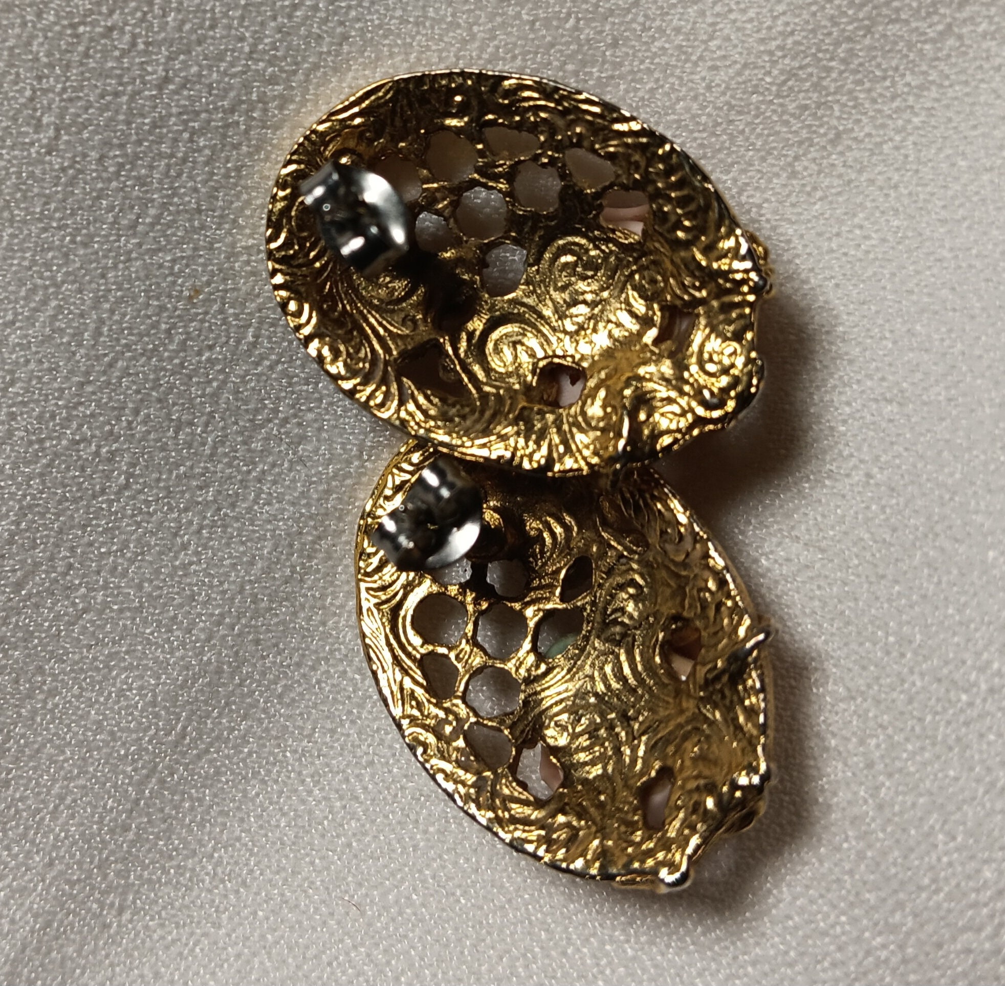 1980's 1928 Jewelry Company Gold Tone, Two Brooch, Pierced