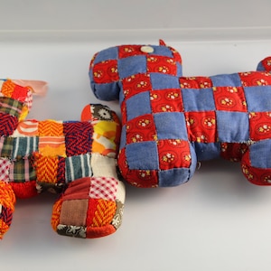 1980&#39;s Pair of Handmade, Stuffed, Patchwork Scotty Dogs. Solid stitching, and very cute! Of course I couldn&#39;t separate them. Price cut!