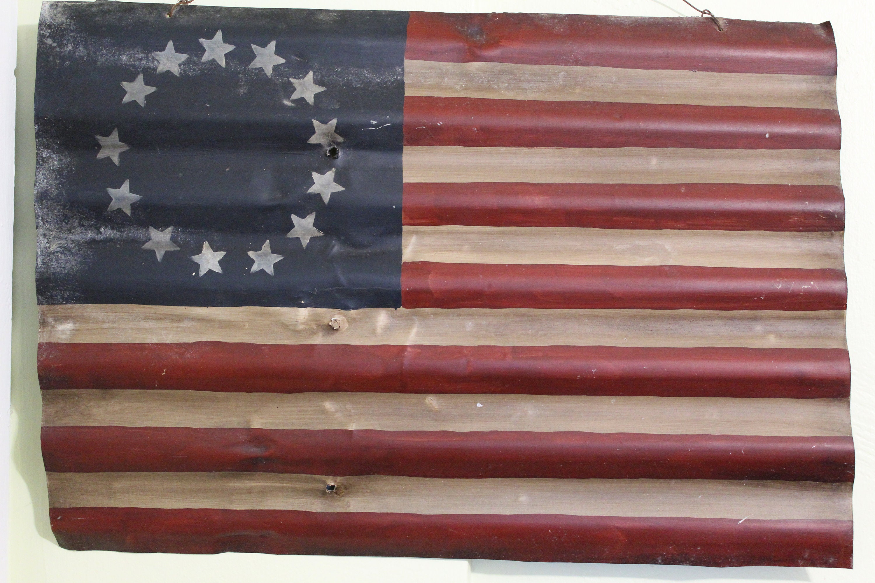 Vintage 1970's/1980's Betsy Ross 13 Star Corrugated Metal Patriotic Flag,  Unmarked From the Texas Craft Circuit. Price Cut - Was 85 Now 75! - Etsy, image size:3000x2000