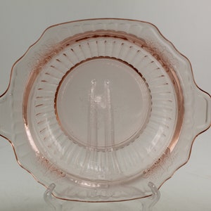 Vintage 1930&#39;s Anchor Hocking Mayfair(Open Rose) pattern pink depression glass, 8.25&quot;, 2-handled serving bowl, Vintage Excellent Condition.