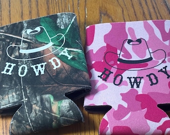 Cowboy Hat Can Cozy: Camo, Pink Camo Drink Holder