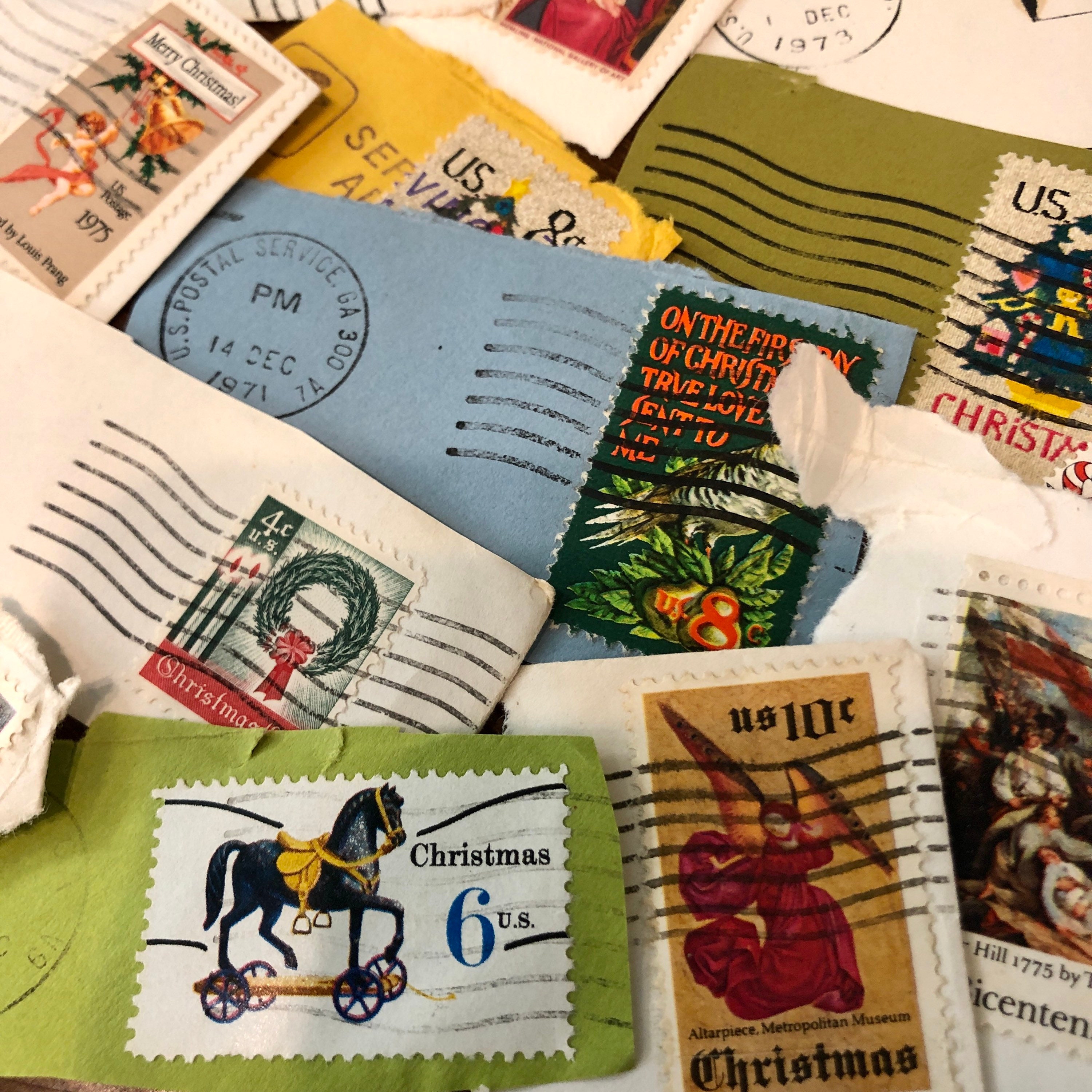 Vintage Christmas Postage Stamps | Etsy