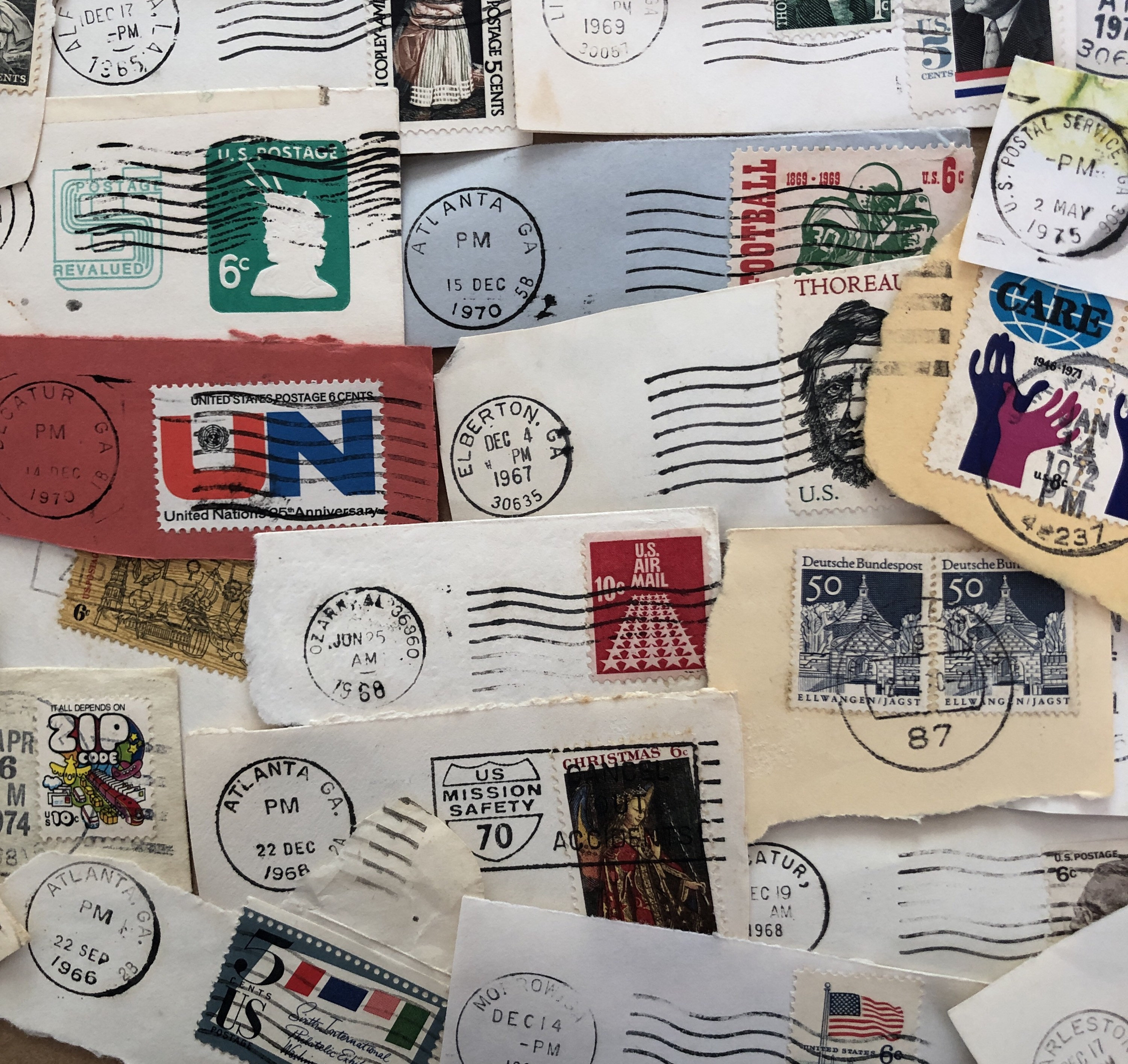 30 Vintage Postmarked Stamps/ Ephemera / Junk Journal/ Etsy