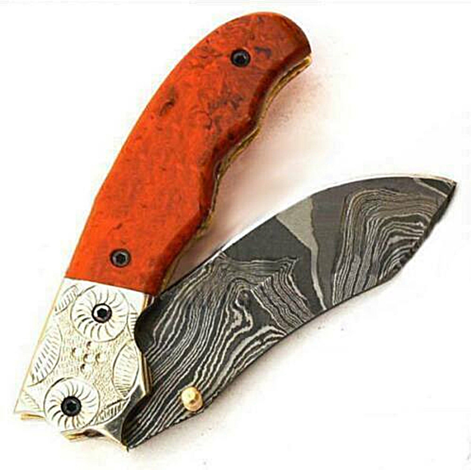 Damascus Knives Folding Pocket Knife Clip With Sheath Etsy