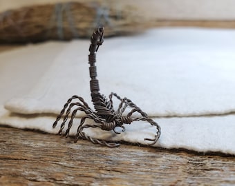 Small Handmade Copper Scorpion - Rustic Wire Sculpture - Recycled Copper - Wire Scorpion Sculpture