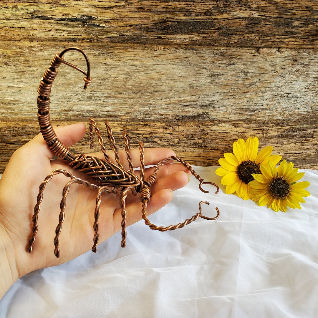 Large Handmade Copper Scorpion Rustic Wire Sculpture Recycled Copper