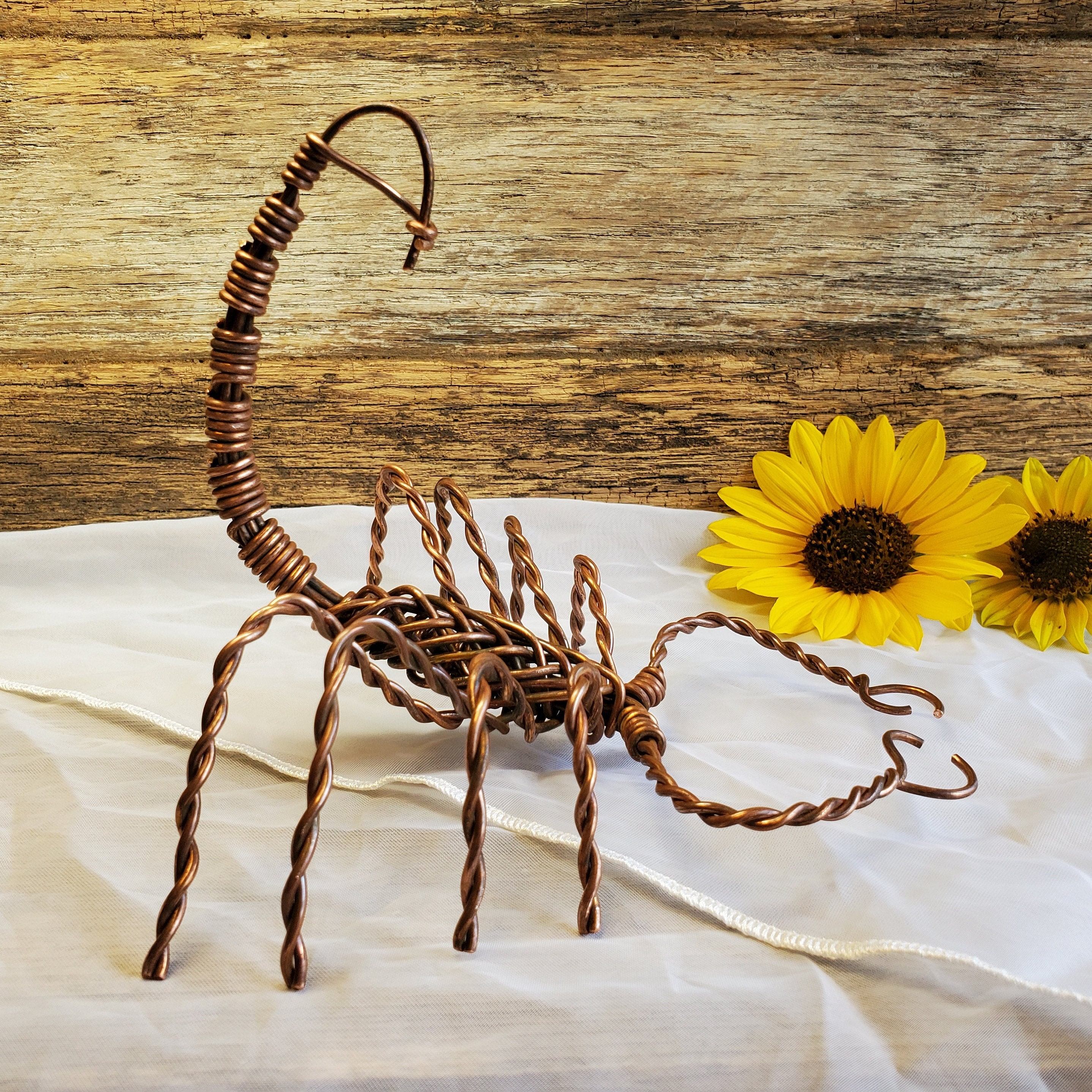 Large Handmade Copper Scorpion Rustic Wire Sculpture Recycled Copper