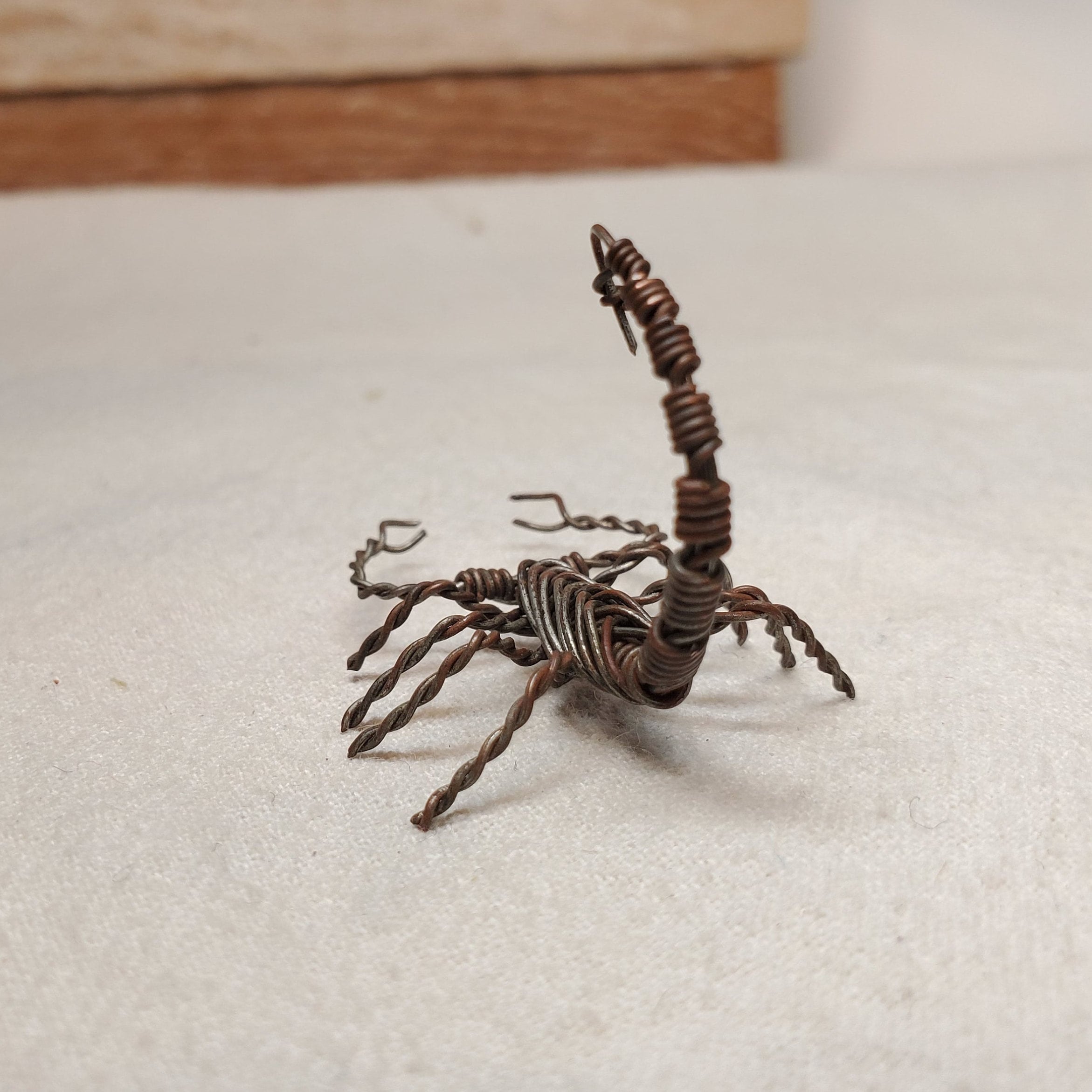 Small Handmade Copper Scorpion Rustic Wire Sculpture Recycled Copper