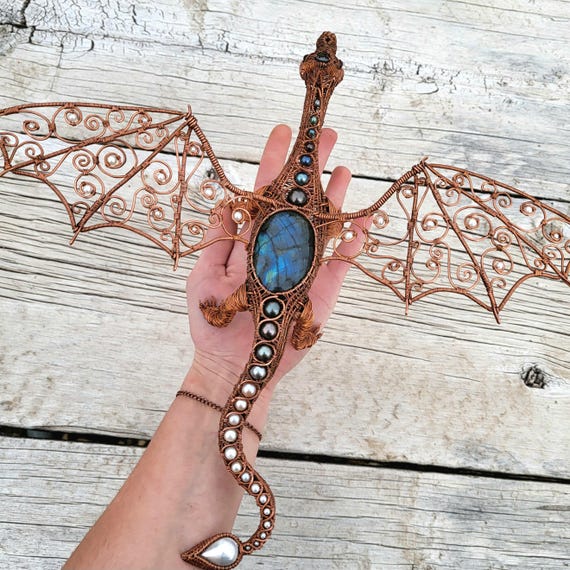 Handmade Wire Wrapped Dragon Recycled Copper Wire Large Wire