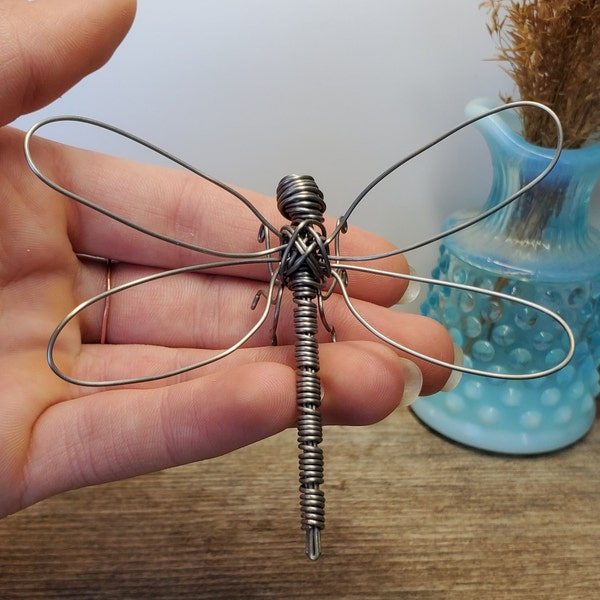 Handcrafted Wire Dragonfly - Wire Sculpture - Steel Wire - Dragonfly Sculpture - Steel Wire Dragonfly