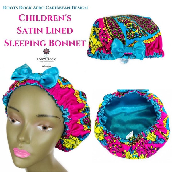 Children's Satin Lined Sleeping Bonnet/Kid's Satin Sleeping Bonnet/Girl's Satin Lined Cap/ Sleeping Bonnet For Children/Silky Satin Bonnet