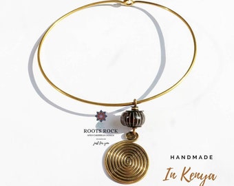 NEW African Women Necklace, Kenyan Brass Jewellery, African Necklace, Brass Horn Necklace, Kenyan Masai Necklace,