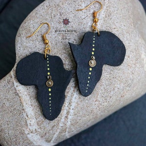 Pendientes del continente africano / Pendientes africanos de madera / Pendientes hechos a mano / Joyería africana / Pendientes kenianos / Joyería étnica / Pendientes de madera