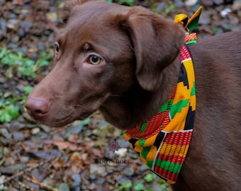 Fleece Lined Dog Bandana/ Kente Dog  Bandana/ Reversible Dog Bandana/ Dog Accessory/ Puppy Bandana/ Puppy Gift/ Dog Neckwear/Bandan For Pets