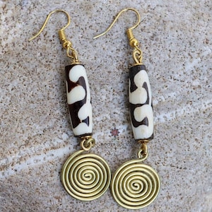 African Brass Earrings/Kenyan Brass Earrings/ African Bone Earrings/ African Jewellery/African Ethnic Jewellery for Women