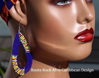 Beaded Earrings/Handmade African Beaded Earrings/ Handmade African Jewellery/Oval Shaped Earrings/African Earrings/Handmade Jewellery