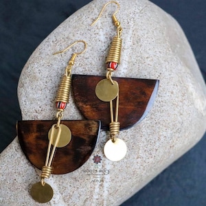 African Brass Earrings/Kenyan Brass Earrings/ African Cow Bone Earrings/ African Jewellery/African Ethnic Jewellery for Women