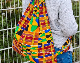 Kente Drawstring Backpack/Drawstring Children's Bag/African Print Sport Bag/ Drawstring Ankara Backpack/Children's Backpack/Kente