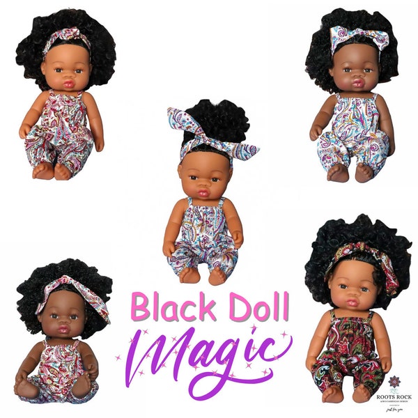 Black Doll in AfricanPrint Clothing for Kids/ Black Baby Doll/ African Doll/ Doll for Children/Nursery Decor/Dolls/ Toys for Girls