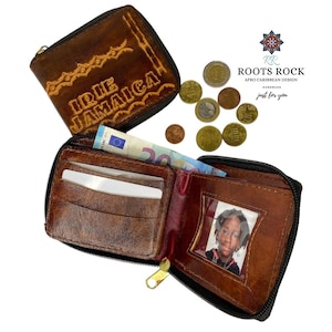 Cartera de cuero genuina hecha a mano / Billetera para hombres y mujeres / Bifold / Cartera de cuero hecha a mano / Billetera de cuero / Cartera jamaicana