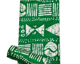 Green African Wax Print Fabric: Ankara Crafts Cloth By The Yard