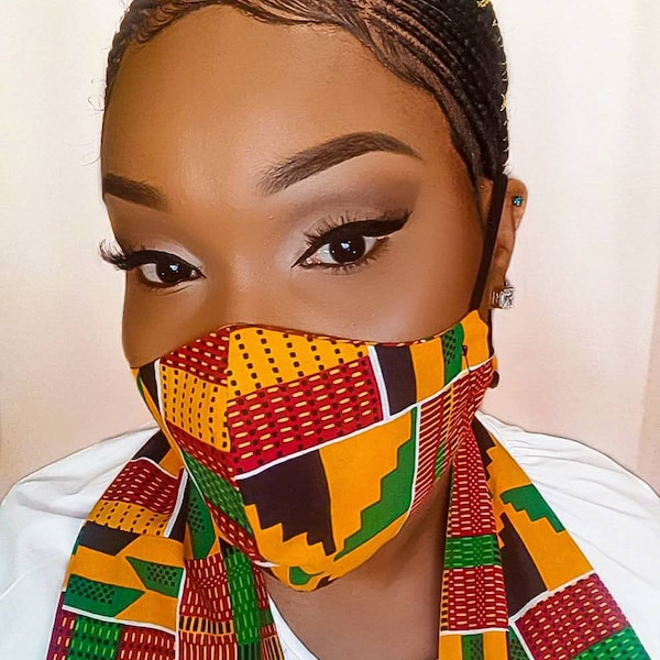 Kente Face Mask, African Cotton Face Mask, Ankara Face Mask,Double Layer Cotton Face Mask, African Print Face Mask, Mund-Nasen-Schutz