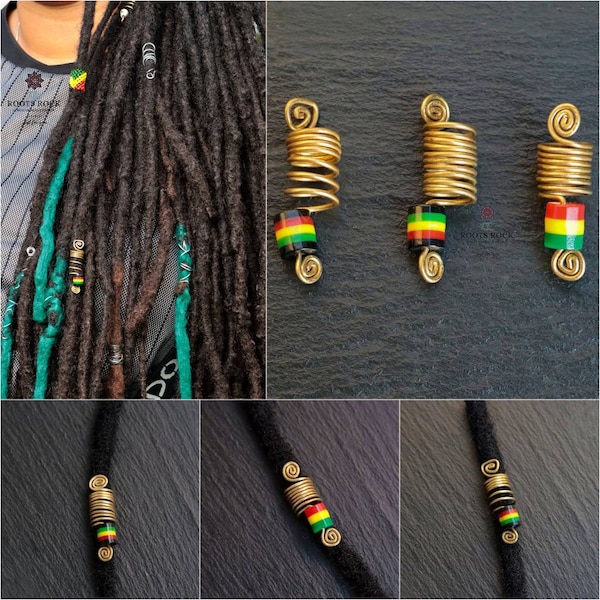 Rasta Brass Loc Jewellery, Loc Jewellery, Dreadlock Hair Accessories, Beads for Braids, Hair Jewellery, Rasta Jewellery, Brass Jewellery