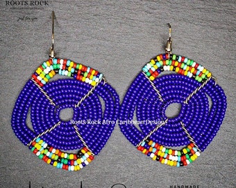 Beaded Earrings/Handmade African Beaded Earrings/ Handmade African Jewellery/Oval Shaped Earrings/African Earrings/Handmade Jewellery