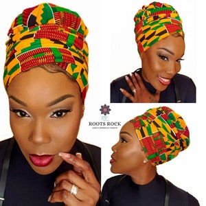 Satin Lined Kente Bonnet Headwrap/ Kente Head Wrap/  Satin Lined Bonnet/ Turban/ Head Wrap/Muttertag