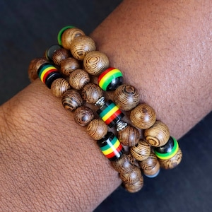 Sandalwood Beaded Bracelet, Stretchable Wrisk Band, Wooden Bead Everyday Casual Wear Jewellery, Jamaican Reggae Rasta Unisex Bracelet, Gift