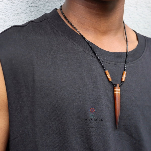 Handgemachte afrikanische Knochen-Anhänger-Halskette: Unisex kenianischer Schmuck