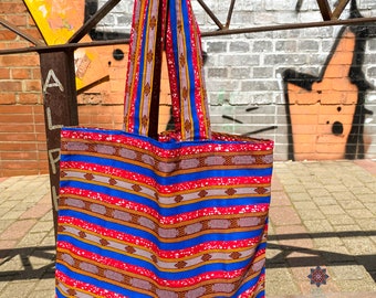 Sac fourre-tout/ Sac fourre-tout Ankara/ Sac fourre-tout réutilisable/ Sac imprimé africain/ Sac Ankara/ Shopper en toile/Sac africain/ Sac shopping/ Sac Kente