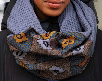 Foulard infinity, foulard automne-hiver, écharpe piqué gaufre, foulard unisexe