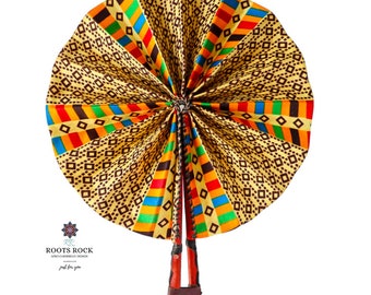 African Fan/ African Accessory / Handmade Fan/ Wall Decor /Hand  Fan/Wedding Fan/ Fabric Hand Fan/ Kente/ Folded Fan/ Gift/Summer Accessory