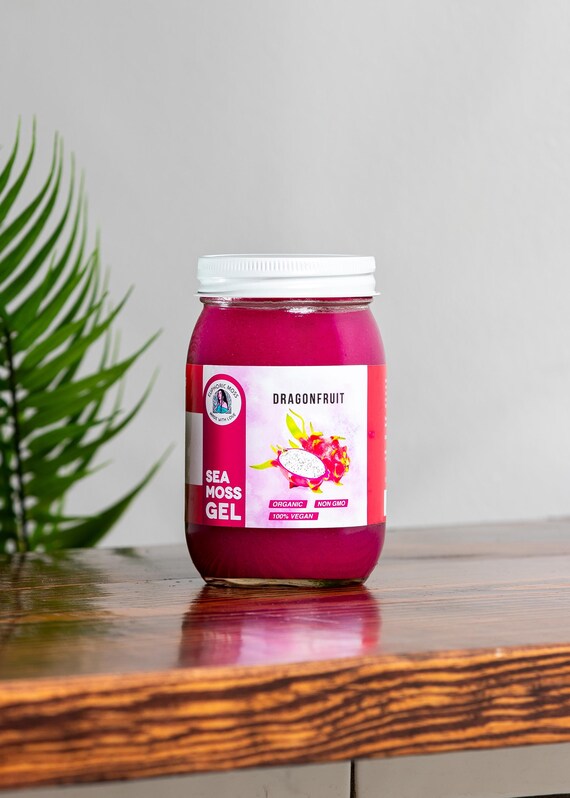 BioVitalica Organic Dragon Fruit Sea Moss Gel – Irish Sea Moss, Raw Vegan Superfood, 12 Oz