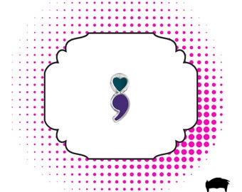Semicolon Heart Suicide Awareness Ribbon Pin Semicolon Project Jewelry Suicide Prevention Teal Purple My Story Isn't Over Yet