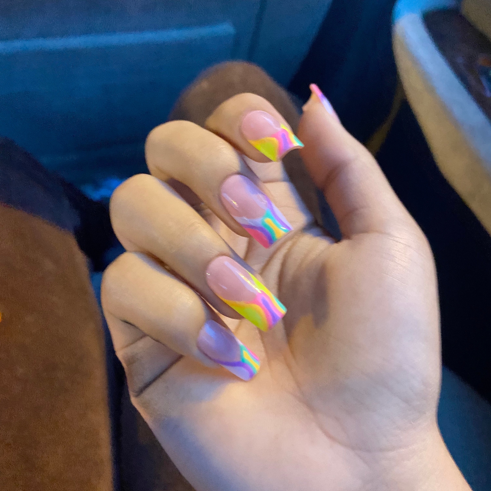 Colorful Swirl French Tip Press on Nails Etsy