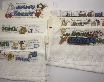 Months Of The Year Tea Towels / Kitchen Towels