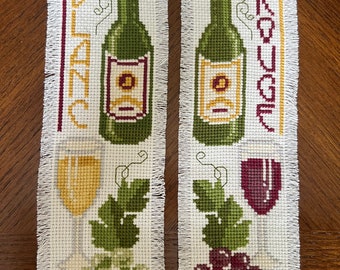 Red/White Wine Cross Stitched Bookmarks