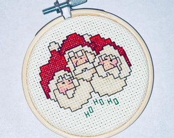 Santa Ho Ho Ho Stitched Ornament/Santa Home Decor