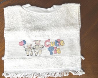 Cutie Pie Counted Cross Stitched Lamb Bib