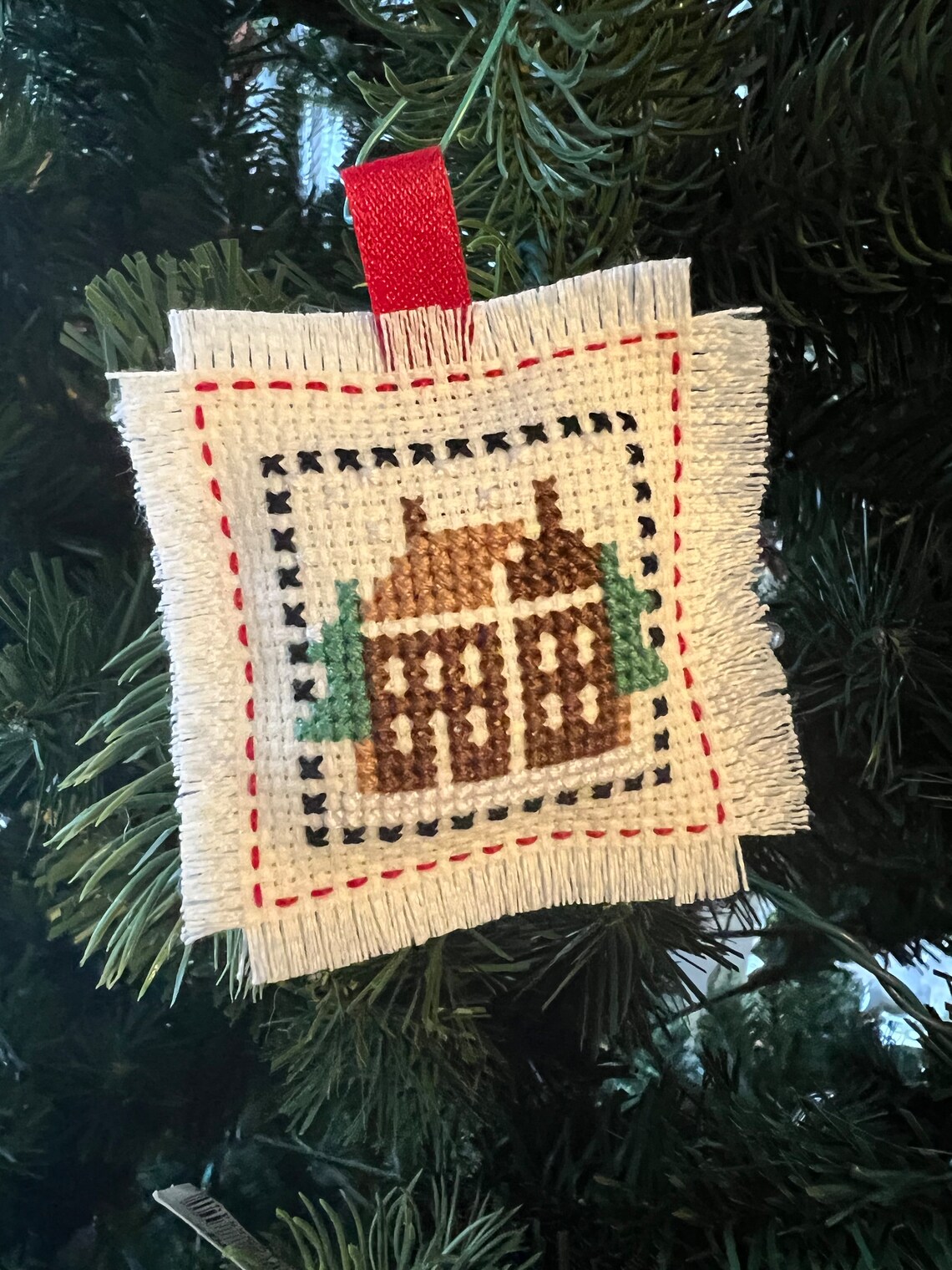 Holiday Cross Stitch Embroidery Pillow Ornament Kit main image 1