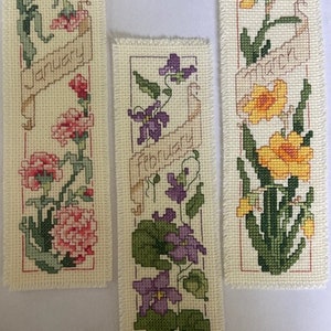 Months of the Year Flower Stitched Bookmark
